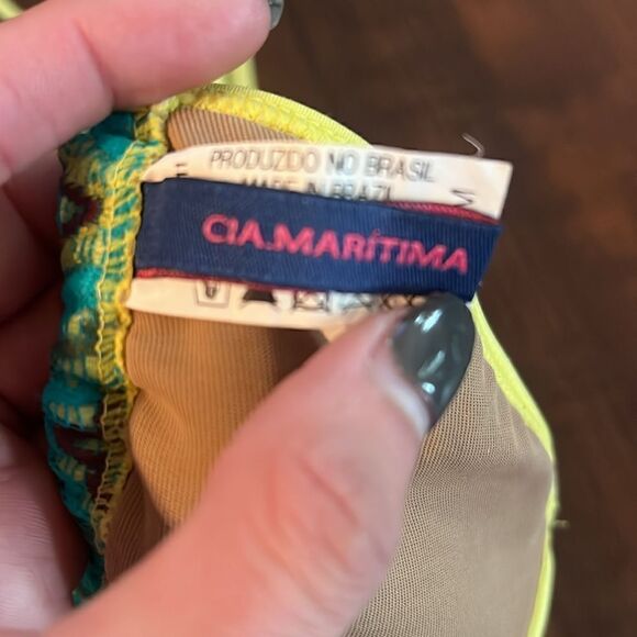 Bikini Size Medium Top & Bottom Blue Green Triangle Tie Top & Bottom - Like New - Picture 3 of 4